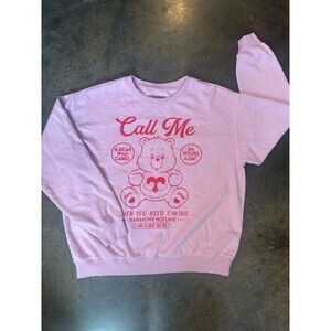 Care Bears Crewneck Sweatshirt XXL Pink Graphic Pullover Cozy Cute Cartoon